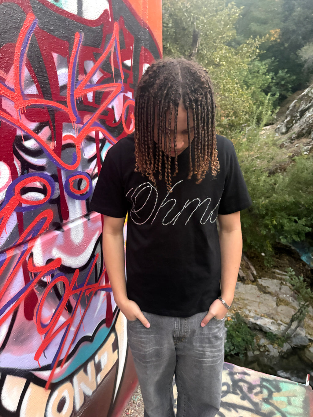 Cursive Ohmi rhinestone tee